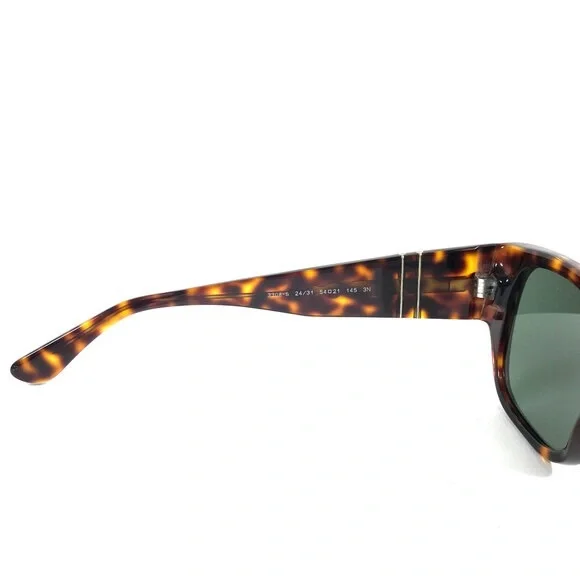 Persol Sunglasses 3308-S 24/31 Polished Tortoise Frames with Green Lenses 54 mm